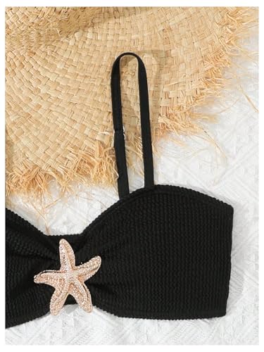 Image of RoseSeek Girl's 2 Piece Padded Bathing Suit Wireless Starfish Swimsuit Spaghetti Strap Vacation Beachwear Set