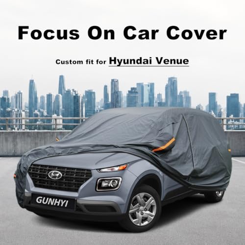 Image of GUNHYI Premium Car Cover Custom Fit Hyundai Venue, 16 Layers Heavy Duty Car Cover Waterproof All Weather with Zipper Door for Sun Rain Snow Dust Uv Protection