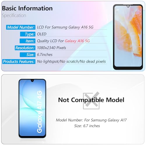 Écran OLED pour Samsung Galaxy A16 5G LCD avec kit d'outils SM-A166B - 2