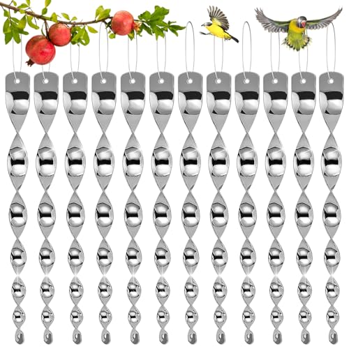 12PCS Varillas Reflectantes Repelentes de Pájaros,30cm Ahuyentador De Pájaros En Espiral,Espiral De Ahuyentador Palomas Varillas Reflectantes Evitar Que Las Aves Protejan Flores y Jardines (A)