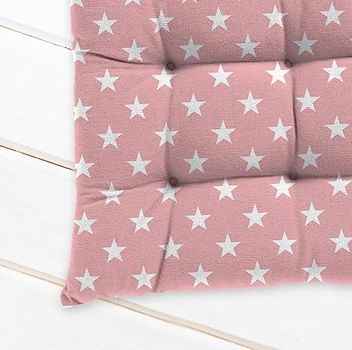 Image of Cotton Shell with Mixed Fiber Filled Printed Chair Cushion - Pink Star(Pack of 1)