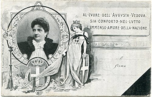 1900 Cartolina Conforto e Condoglianza Margherita di Savoia Franchigia FP B/N Cartolina Postale