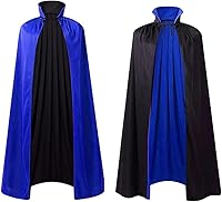 Vista 59 de Disfraz de capa reversible con cuello alto y capucha, color negro y rojo