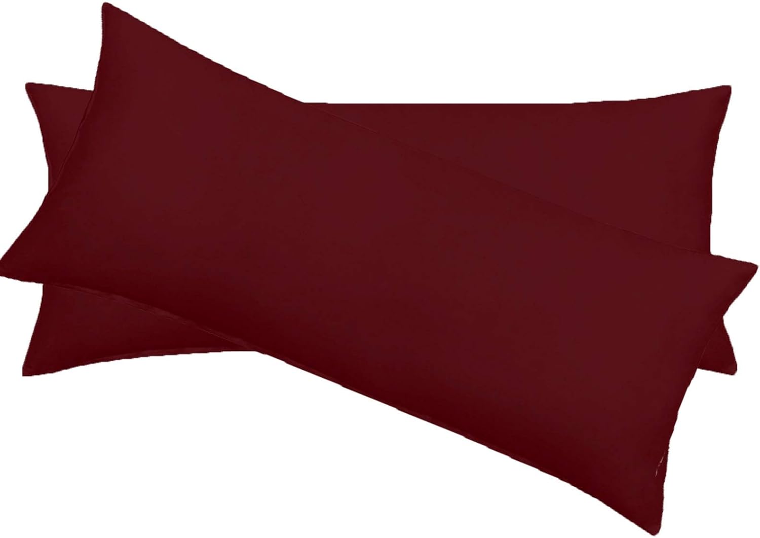 2-PCs Body Pillowcase, 400 Thread Count, Egyptian Cotton,Solid Pattern- Fits 20 x 54 Body Pillow Cover, (Body Pillow Case/Cover 20" x 54", Wine)