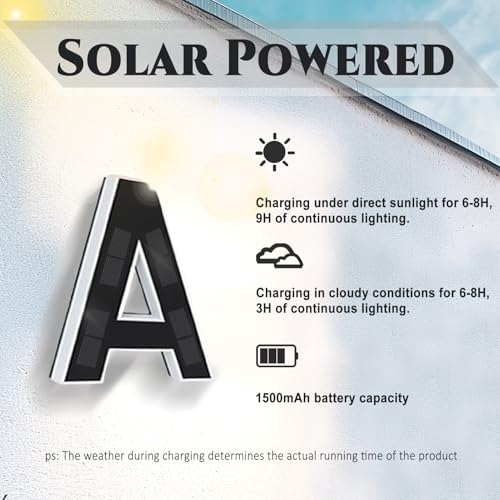CARPESUN Solar Hausnummer Beleuchtet für Außen Wasserdicht, Beleuchtete Hausnummernschild Solar, Hausnummernleuchte Schwarz Groß - Höhe 23 cm (4-schwarz, 23CM)
