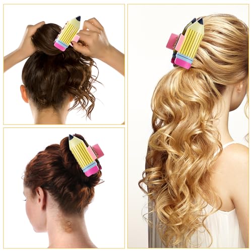 3 piezas Pinzas para el cabello en forma de lápiz, accesorios divertidos para mujer y niña miniatura 5