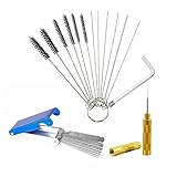 Ziciner Carburetor Carbon Dirt Jet Remove Cleaner, Stainless Steel 13 Cleaning Wires Set + 5 Nylon Brushes + 10 Cleaning Needles + 1 Throttle Wrench + 1 Sharp Pick Tool Kit