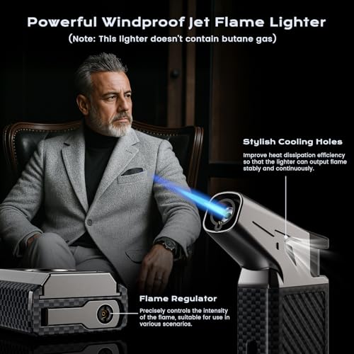 All-in-one Torch Lighter with Cutter - Built-in Punch - Gifts for Men | Multifunctional Accessories Tool - Lighter for C 