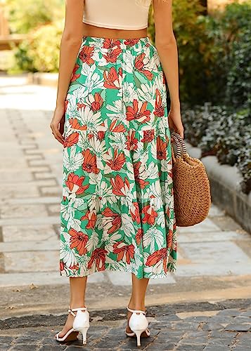 Image of KIRUNDO Maxi Skirts for Women Summer Boho Floral Long Skirt