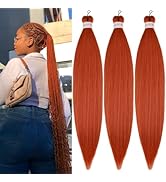 Ginger Orange Braiding Hair Pre Stretched Box Braids Hair Extension 26 Inch Colored Fake Hair for...