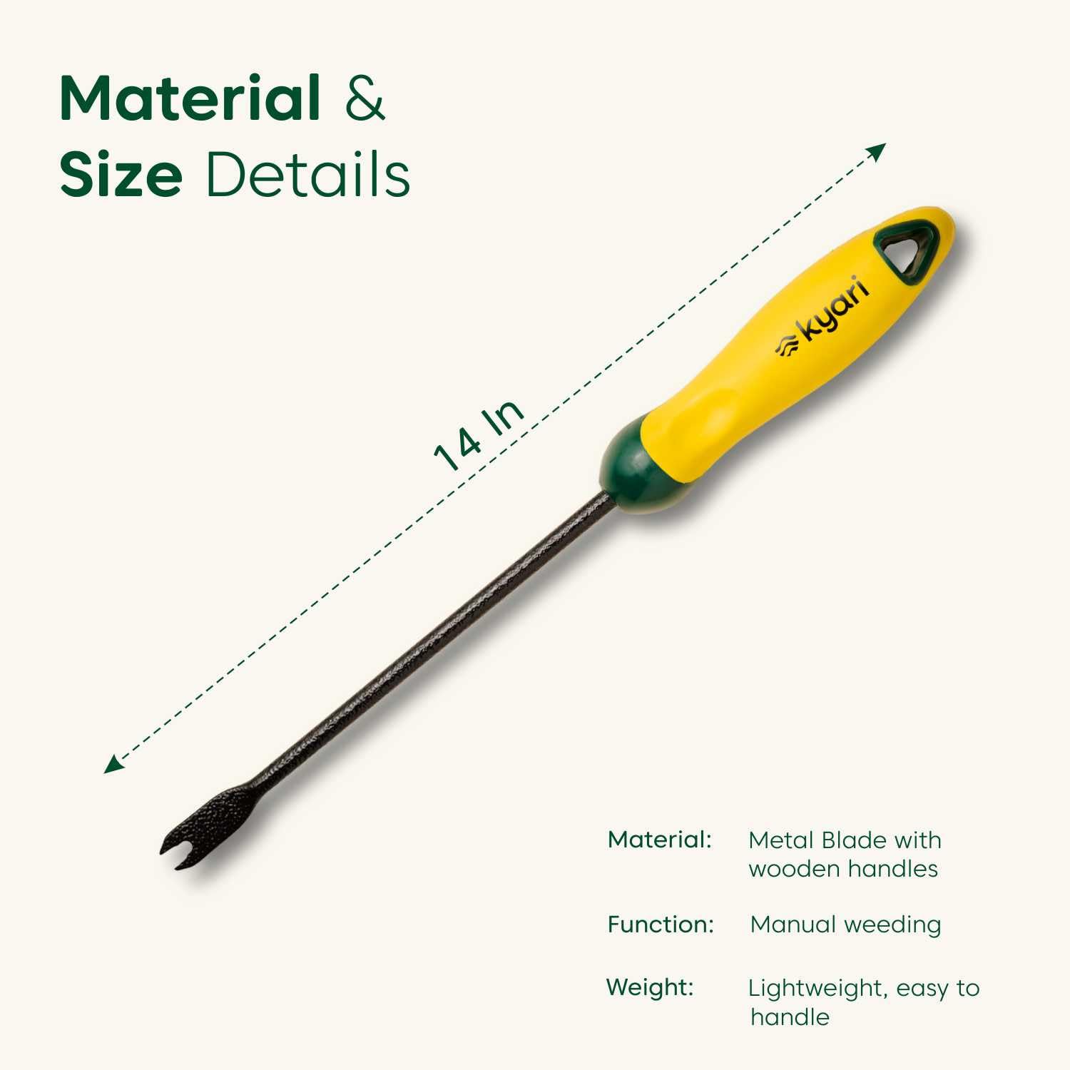 Kyari Hand Weeder for Gardening | Durable Weed Remover Tool | Mini Hand Weeder for Lawn, Garden & Home Use | Rust-Resistant, Comfortable Grip - Image 5 thumbnail