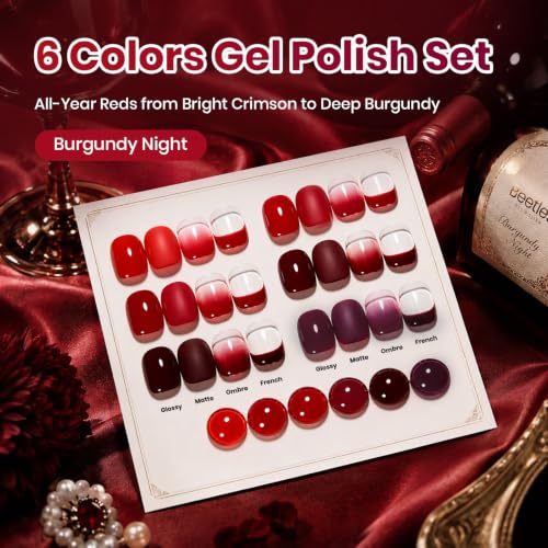 Image of Beetles Burgundy Gel Nail Polish Set, 6 Red Wine Colors Gel