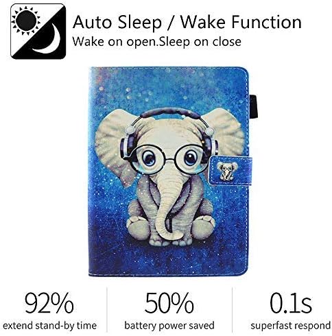 Case for Kindle fire HD 8 Old Model (Only Fit 2018 2017 2016, 8th/7th/6th Gen), Not Fit HD 8 2020 Tablet and HD 8 Plus, JZCreater Standing Case Cover with Auto Wake/Sleep, Elephant