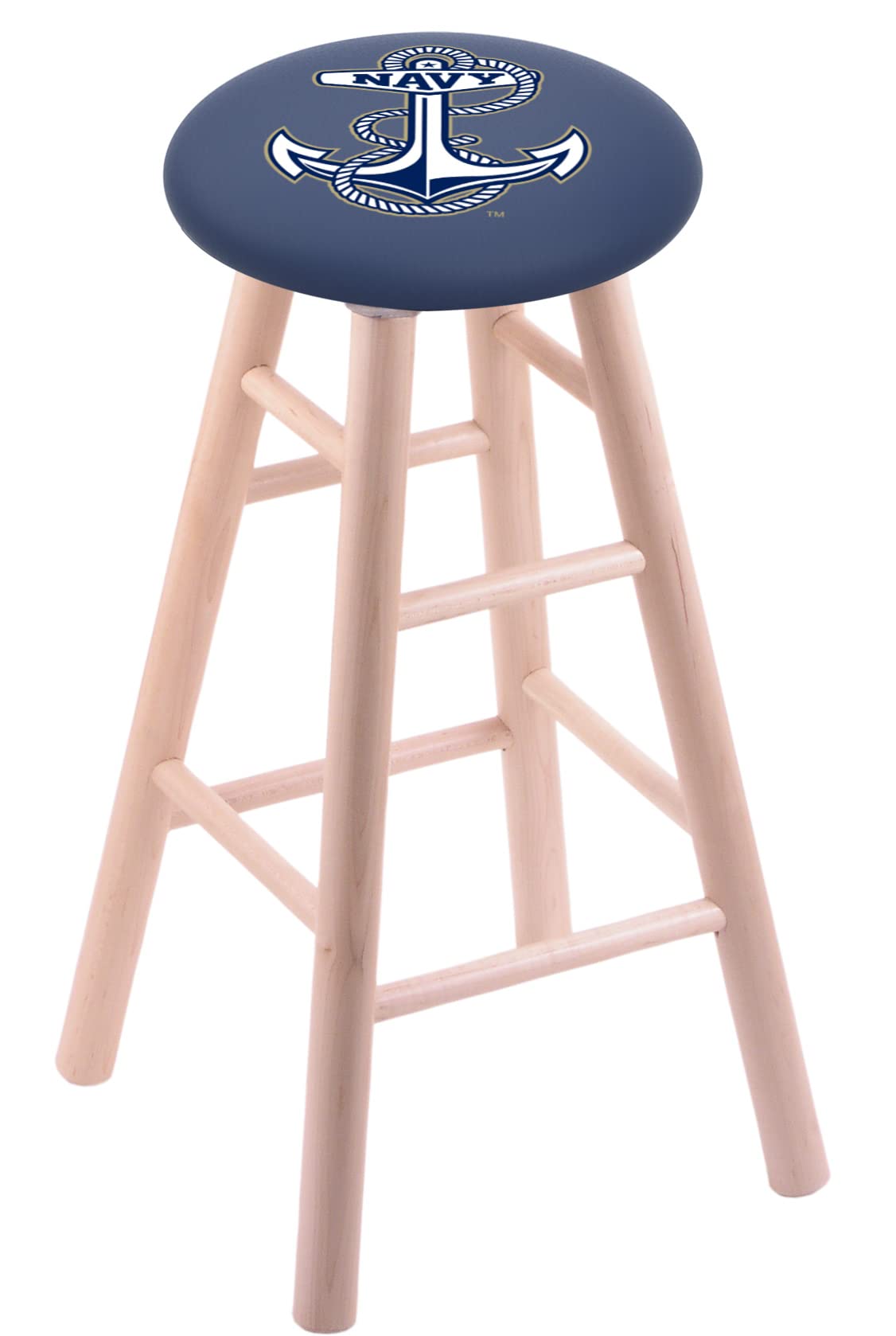 Holland Bar Stool Co. Maple Bar Stool in Natural Finish with US Naval Academy (Navy) Seat by The