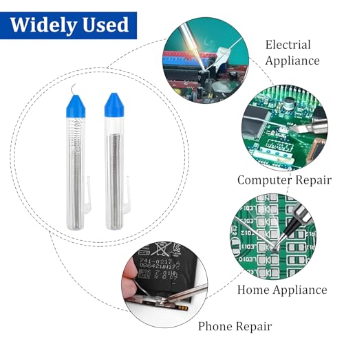 Image of 2Pcs 60 /40 Solder Wire,0.8mm /0.032 inch Dia Diameter Rosin Core Solder for Electrical Soldering, Circuit boards, DIY, Welding Work, Repair(Net 17g)