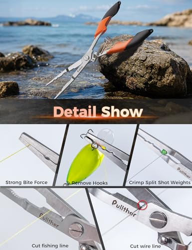 Image of Fish Gripper 9.2 inch,Muti-Function Line Cutter Fishing Pliers, Saltwater Fishing Tool Kit,Fishing Gear with Fishing Lanyard