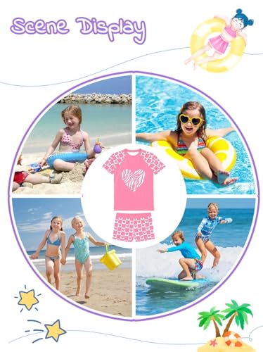 Image of weVSwe Girls Rash Guard Set 2-Piece UPF 50+ Sun Protection Swimsuit 2T-14 Years