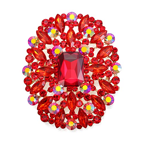 Image of BriLove Women's Stunning Emerald Cut Square Crystal Rhinestone Marquise Cluster Brooch Pin for Wedding Party Prom