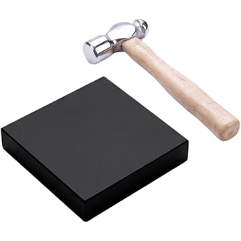 Jewellery Hammer Set with Rubber Block 10 x 10 x 2 cm Mini Ball Hammer for Jewellery Making Goldsmith Tool for DIY Work and Hobby Crafts for Shaping and Editing Jewellery