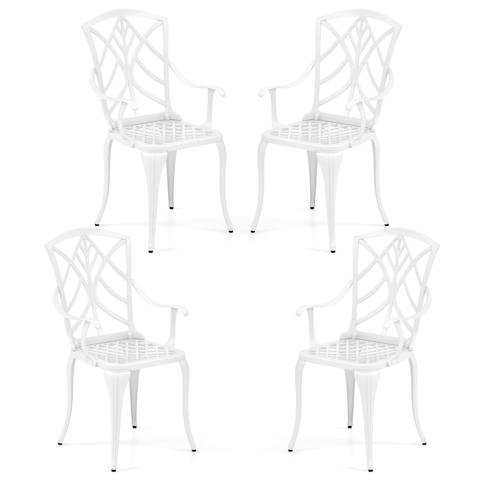 Tangkula Set of 4 Cast Aluminum Patio Dining Chairs, Outdoor Patio Chairs with Armrests, Patio Bistro Chairs for Garden, Backyard, Porch and Lawn,
