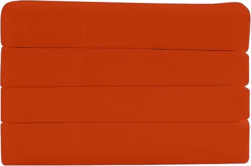Super Soft 1800 Series - Juego de sábanas de microfibra de tacto de algodón (4 piezas, naranja, tamaño matrimonial)