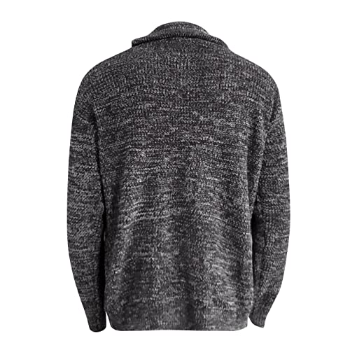 Mens Sweater Cardigan Casual Long Sleeve Shawl Collar Buttons Down Cable Knit Cardigan Sweater, XXL-5XL3