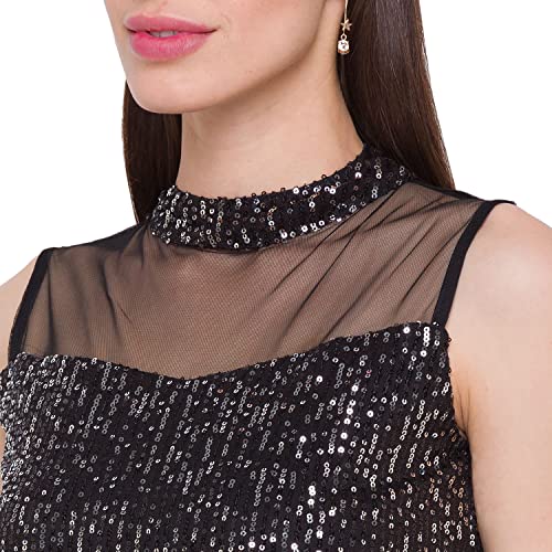 Image of Globus Women Black Embellished Net Top