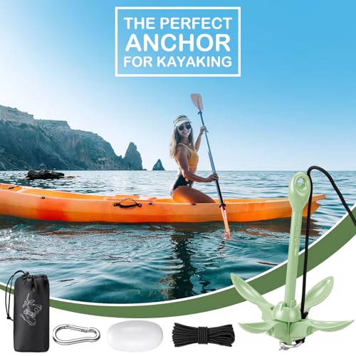 Image of Lounsweer 2 Pack 1.5 /3.5 lb Marine Kayak Anchor Kit Folding Grapnel Anchor Kit Boat Kayak Fishing Accessories for Small Boats Kayaks Canoe Paddle Boards
