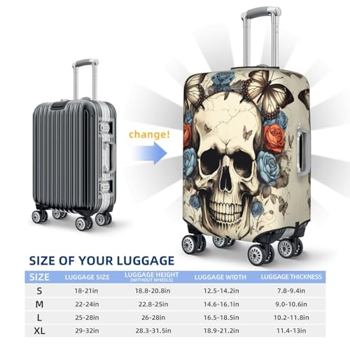 Travel Luggage Cover Elastic Suitcase Protector Washable Baggage Covers Fit For 22-24 Inch Luggage Rose Flower Skull Butterfly Suitcase Cover M4