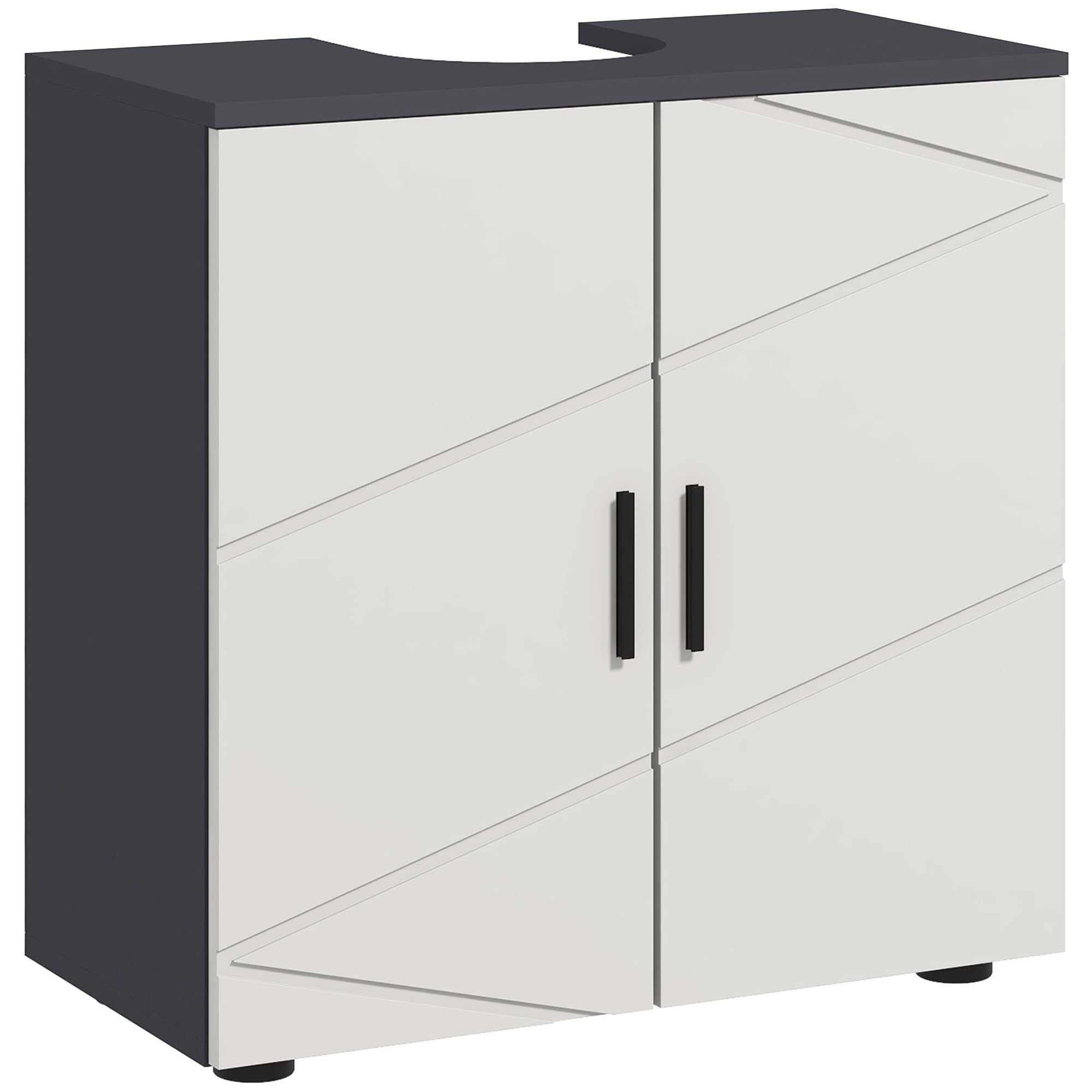 kleankin Mobiletto Bagno Sottolavabo con Armadietto 2 Ante, Mobile Sottolavadino a Piedistallo in Legno con Mensola Regolabile, per Lavabi con o Senza Colonna, 60x30x60cm, Grigio