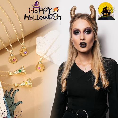 Halloween Gifts, Halloween Gifts for Women Teens Pumpkin Necklace Ghost Necklaces Gold Birthstone Necklace for Women Non Tarnish Adjustable Halloweens Basket Stuffers Decor2