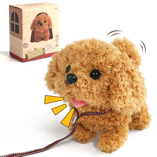 Nuheby Giochi Interattivi per Cani, Cane Giocattolo Che Cammina e Abbaia,Elettronico Cane Giocattolo per Bambini Simulati Peluche Cane Giocattolo Giocattoli per Gattonare Regalo Giochi Bambini Bambino
