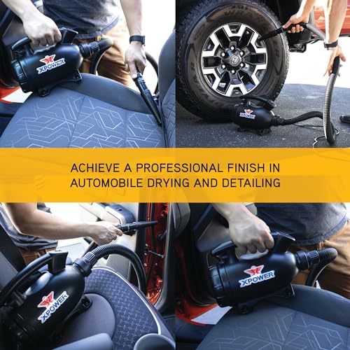 Image of XPOWER A-5 Electric Air Duster for Dusting, Drying, Inflating, Blowing, Vacuuming, Car Detailing, Computer, Leaf Blowing, 100 CFM, 5 Nozzles + 2 Brushes, High Performance Motor, Eco-Friendly