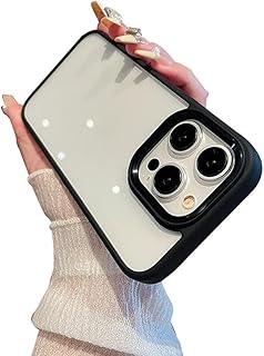 iPhone12 Pro Max ケース ストラップホール付き クリア 透明 iPhone 12 Pro Max カバー 2色 配色 薄型 可愛い レディース iPhone12ProMax 背面ケース ハードケース,ブラック