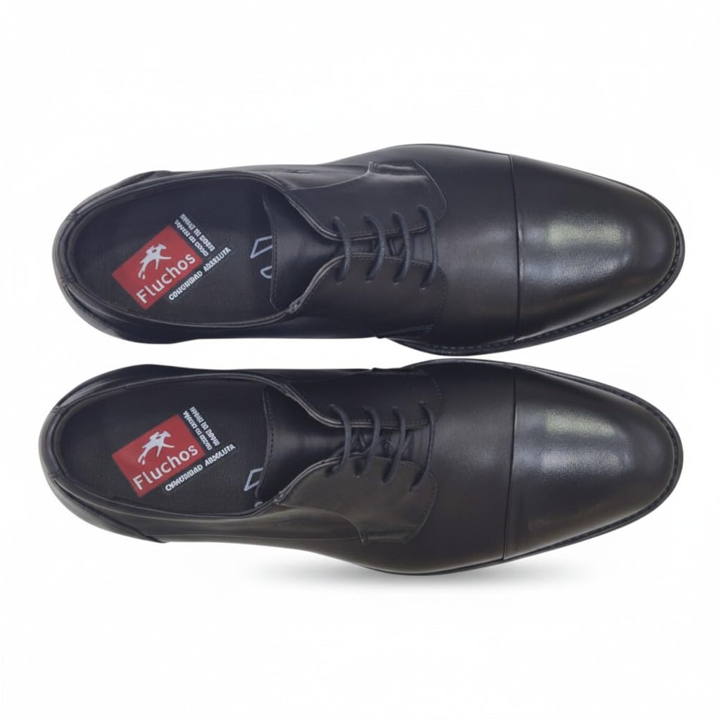 FLUCHOS - Fluchos F2486 Męskie skórzane czarne buty ze sznurowaniem i antypoślizgową podeszwą - Skóra