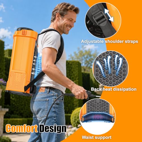 Rozlchar Backpack Sprayer 4.2 Gal Battery Powered, Compatible for DeWalt 20V Batteries(Tool Only), Electric Garden Sprayer with Mixing, 0-90 PSI Weed Sprayers with 6 Nozzles for Yard Lawn Farm — view 5
