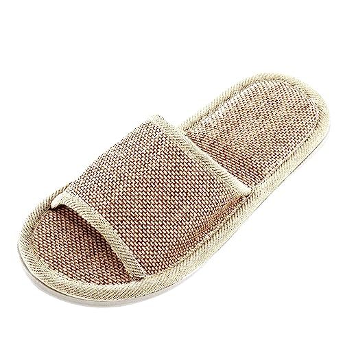 2 pares de pantuflas de lino transpirable para parejas, antideslizantes, ligeras, para uso doméstico, agradables al tacto, pantuflas de viaje para mujer, cómodas calzado de verano para casa, café