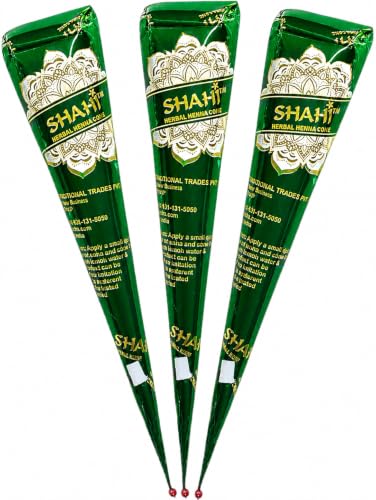 Shahi 100% Natural Henna Cones Ready to Use Organic Henna Paste Cones Mehandi Cone Made From Triple Sifted Henna Leaf Powder Long-lasting Henna Paste for Festivals Chemical-free (Pack of 3)