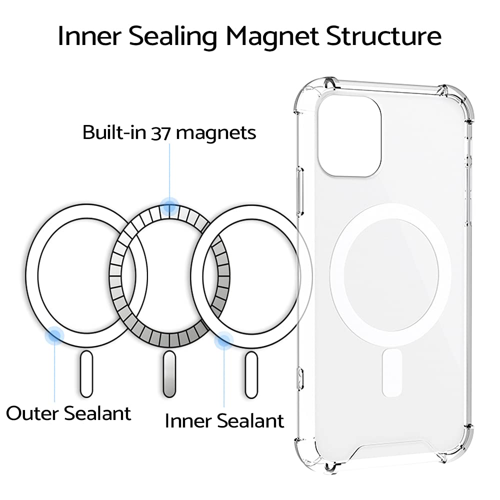 TORU MX Slim pour Coque iPhone 8 Plus Compatible avec Magsafe | Étui Hybride Transparente avec Coins de Pare-Chocs à air Absorbant Les Chocs | Dragonne détachable Incluse - Transparent