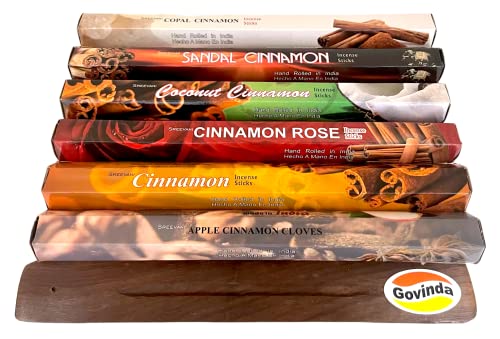 Sreevani Incense Sticks Variety Pack #13 And Incense Stick Holder Bundle Gift Set With 6 Cinnamon Fragrances #TOP1