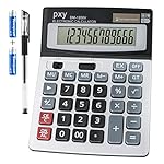 Desk Calculator 12 Digit Extra Large LCD Display, Touch Comfortable with Big Buttons, PXY Two Way Power Battery and Solar Standard Function Office Calculators