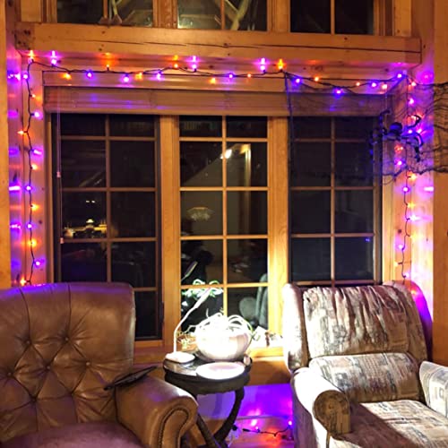 Image of Dazzle Bright Halloween Fairy String Lights, 20FT 60 LED Copper Wire Battery Operated Waterproof Lights, Halloween Decorations for Indoor Home Outdoor Patio Yard Party Decor (Purple and Orange)