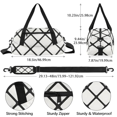 Black Grid Kids Duffle Bag Boys Girls Small Sport Dance Gym Bag for Overnight Travel Weekender Carry On4
