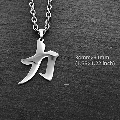 Strength Kanji Necklace Black Japanese Pendant for Women Men Stainless Steel Symbol Jewelry Chain Good Luck Charm Necklaces2