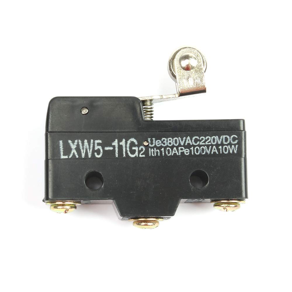 5Pcs Micro Limit Switch, Mini Momentary Switch, NO+NC, 220V 3A, Hinge Roller Lever Type, LXW5-11G2