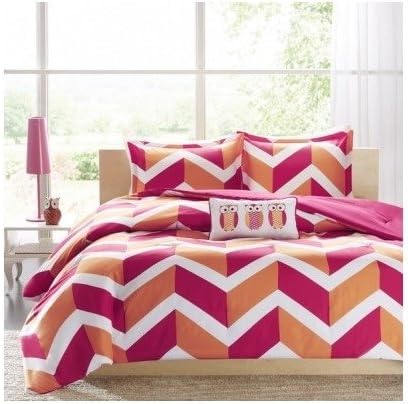 Kids Teens Chevron 4-piece Comforter Bedding Set Pink Orange Blue Color Options Includes Custom Mouse Pad (Twin/twin Xl-pink)