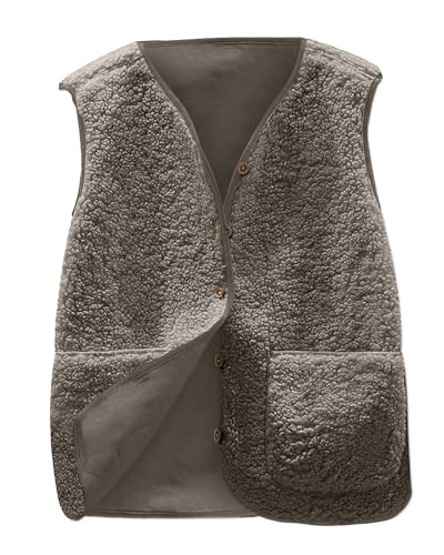 CheChury Chaleco Mujer Lana Polar Termico Chaleco de Forro Polar Suave Chaleco de Lana Abrigo Mujer Invierno Jacket Elegantes Chaqueta Corta Holgada con Cuello En V Chaqueta sin Mangas Delgado