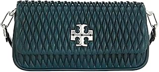Kira Ruched Flap Chevron Teal Night Leather Shoulder Bag Crossbody, Teal Night