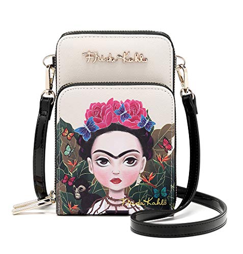 Frida Kahlo Cartoon Collection Cellphone Cross Body Bag with Wrislet