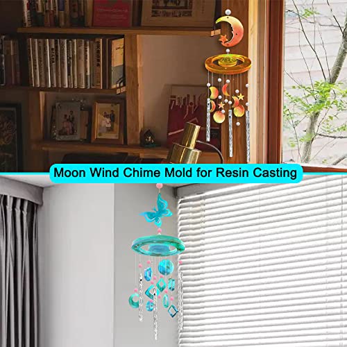 FineGood 2 Set Wind Chimes Resin Moulds, Butterfly & Moon Designs, Silicone Moulds for Resin Gifts & Home Decor - Image 2